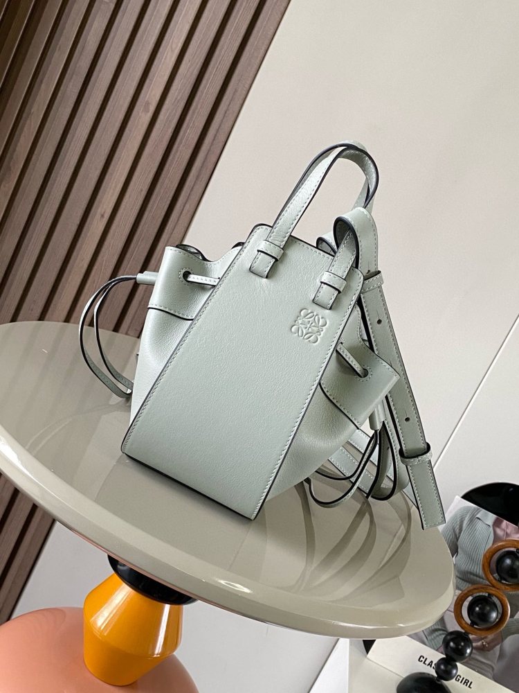 Mini Soft Grained Cowhide Hammock Drawstring Bag