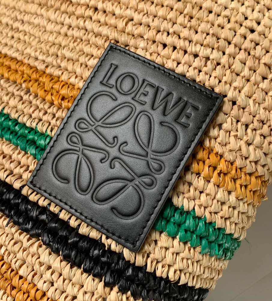 Pop-ups Slit Tote in raffia and cowhide leather