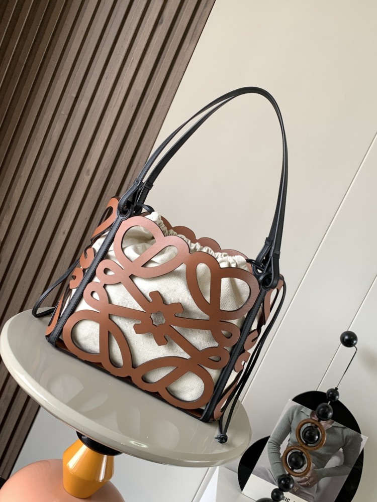 Small Cowhide Cutout Anagram Tote Handbag