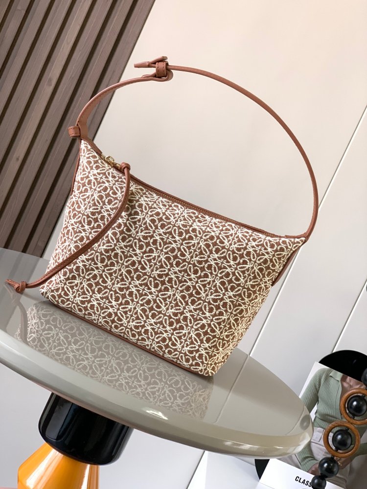Loewe anagram Jacquard and Cowhide Cubi Handbag Small Lunchbox Bag