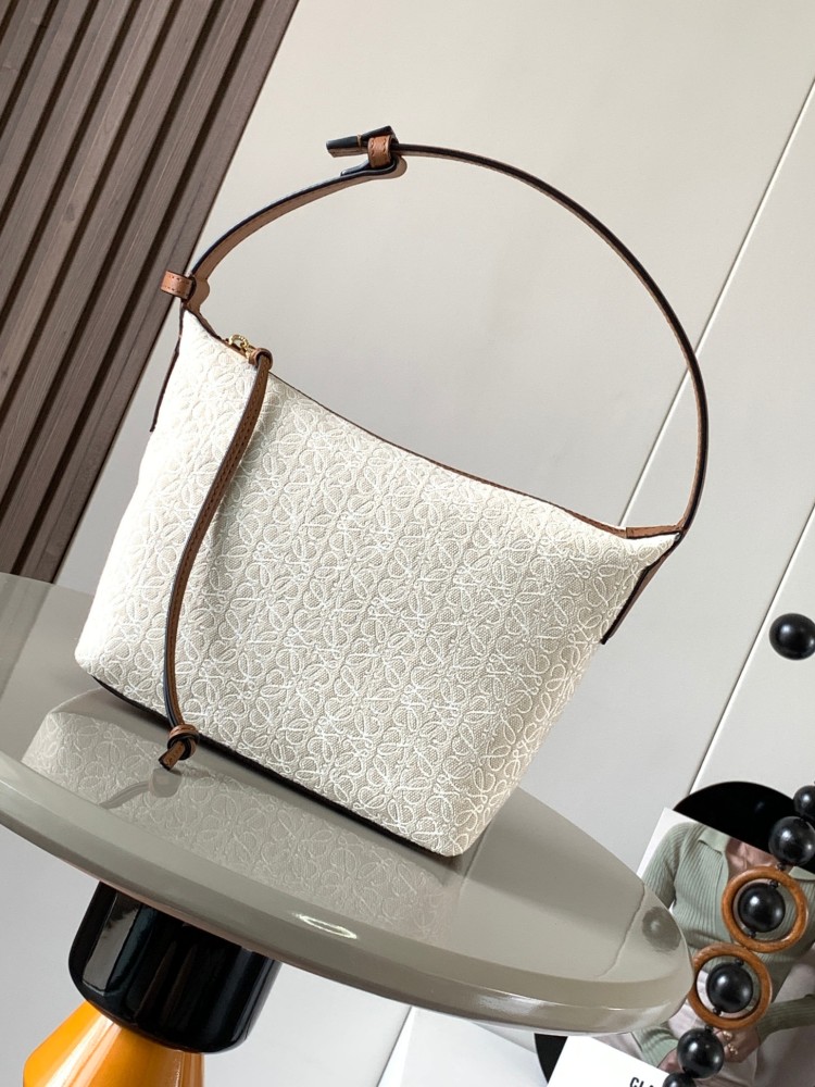 Loewe anagram Jacquard and Cowhide Cubi Handbag Small Lunchbox Bag