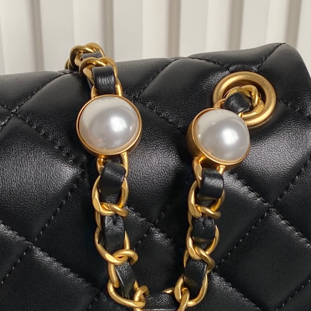 Chane1 24B Autumn/Winter AS4947 Pearls are full of ambience, lambskin and gold metal.