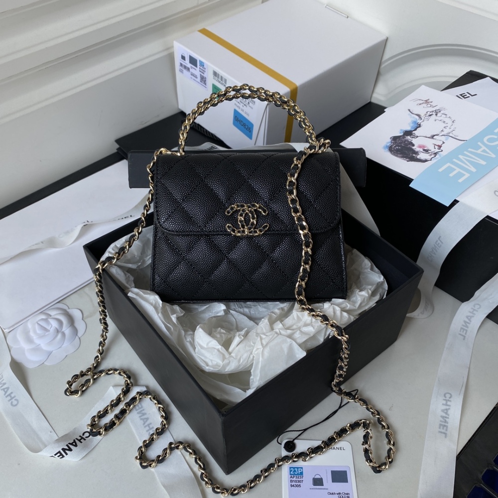 23p Chanel Dark Horse Kelly Long Handle Bag