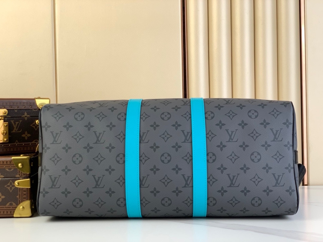 Keepall Bandoulière 45 ]M11481 Silver Flower/Patchwork Light Blue The travel bag