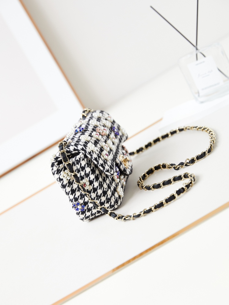 Chanel  24B new spring sequin CF tweed and pearl interwoven