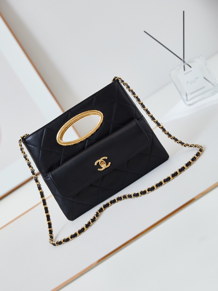 Chanel  24b new black gold evening bag