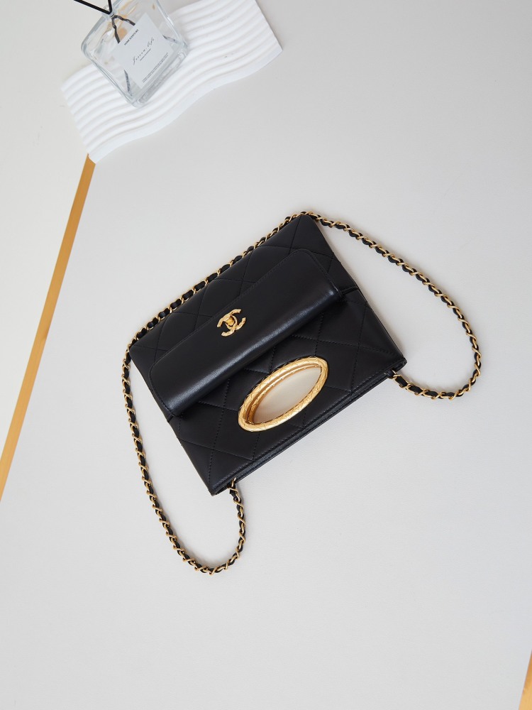 Chanel  24b new black gold evening bag