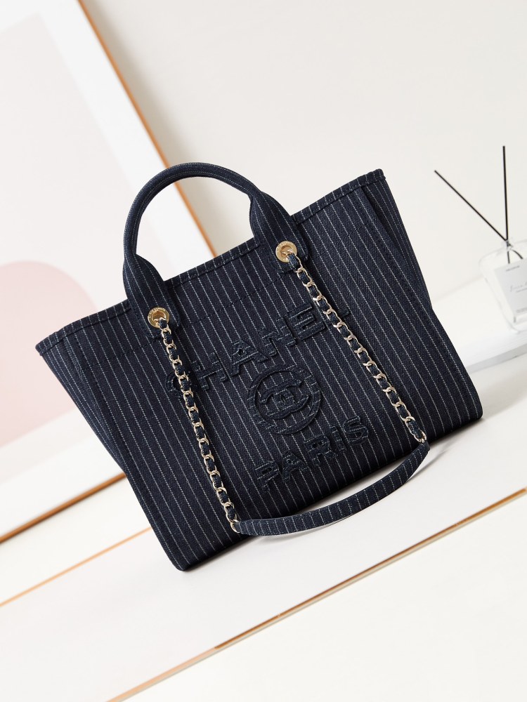 24A Newest Color Beach Bag Shopping Bag Striped Denim Beach Bag