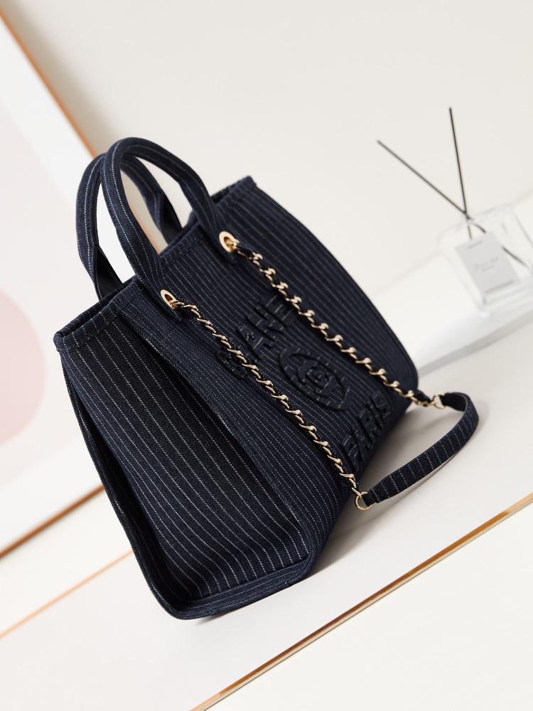 24A Newest Color Beach Bag Shopping Bag Striped Denim Beach Bag
