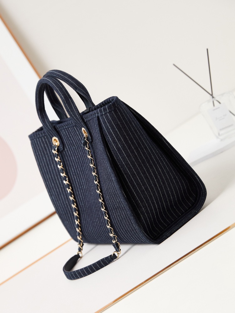 24A Newest Color Beach Bag Shopping Bag Striped Denim Beach Bag