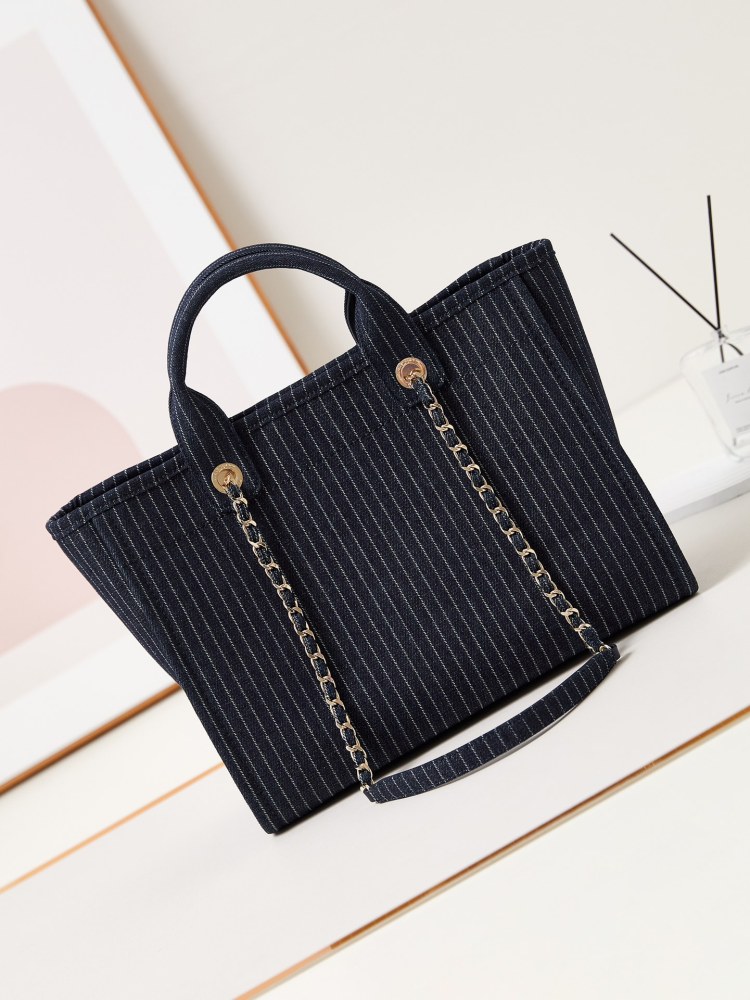 24A Newest Color Beach Bag Shopping Bag Striped Denim Beach Bag