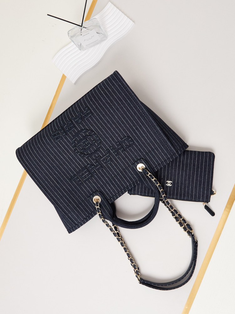 24A Newest Color Beach Bag Shopping Bag Striped Denim Beach Bag