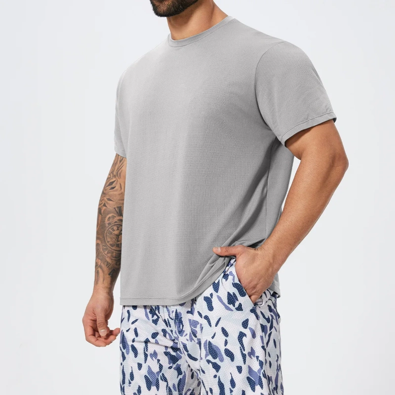 XW-DDX1094 Wholesale Loose Fitness Short Sleeve Active Wear Solid Color Gym Skin Friendly Tee for Men Custom T Shirt Sport