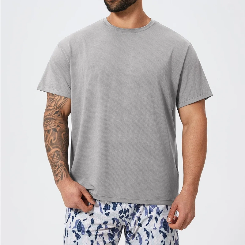 XW-DDX1094 Wholesale Loose Fitness Short Sleeve Active Wear Solid Color Gym Skin Friendly Tee for Men Custom T Shirt Sport