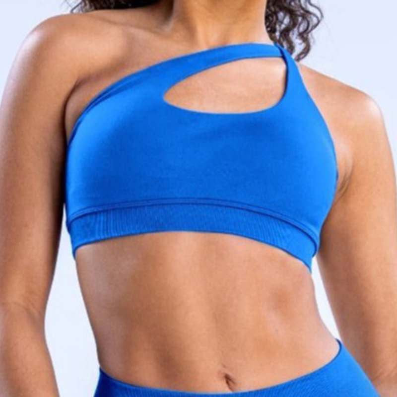High elastic ultra-fine matte nylon halter neck beautiful back large backless one-shoulder seamless sports bra yoga bra underwear