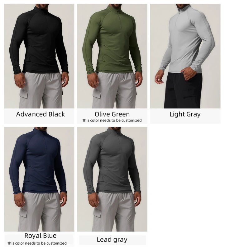 XW-DCX1041 Wholesale High Quality Stand Collar Half Zip Jogging Active Wear for Men Gym Skin Friendly Custom Logo Sports Shirts