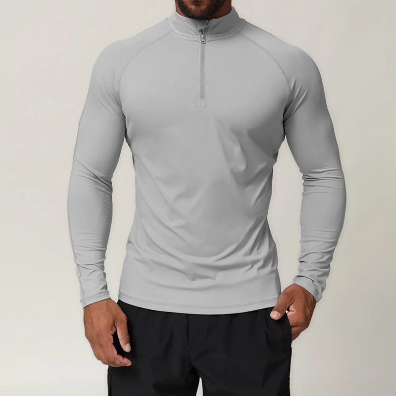 XW-DCX1041 Wholesale High Quality Stand Collar Half Zip Jogging Active Wear for Men Gym Skin Friendly Custom Logo Sports Shirts