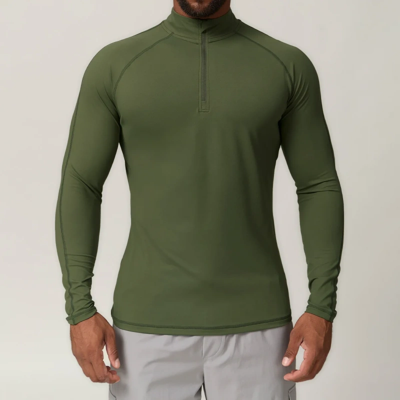 XW-DCX1041 Wholesale High Quality Stand Collar Half Zip Jogging Active Wear for Men Gym Skin Friendly Custom Logo Sports Shirts