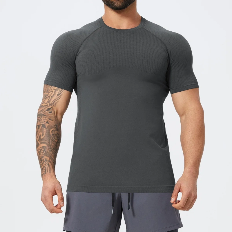 XW-DDX1058 Elastic Tight Wholesale Shorts Sleeve Active Wear Gym Fitness Running Personalized Top for Men Custom T Shirt Sport