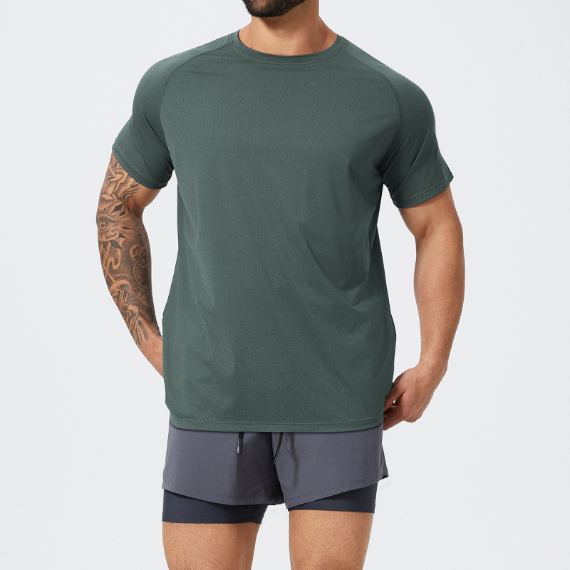 Spring and summer European and American quick-drying breathable sports leisure fitness men's short-sleeved hiking leisure exercise T-shirt 1063