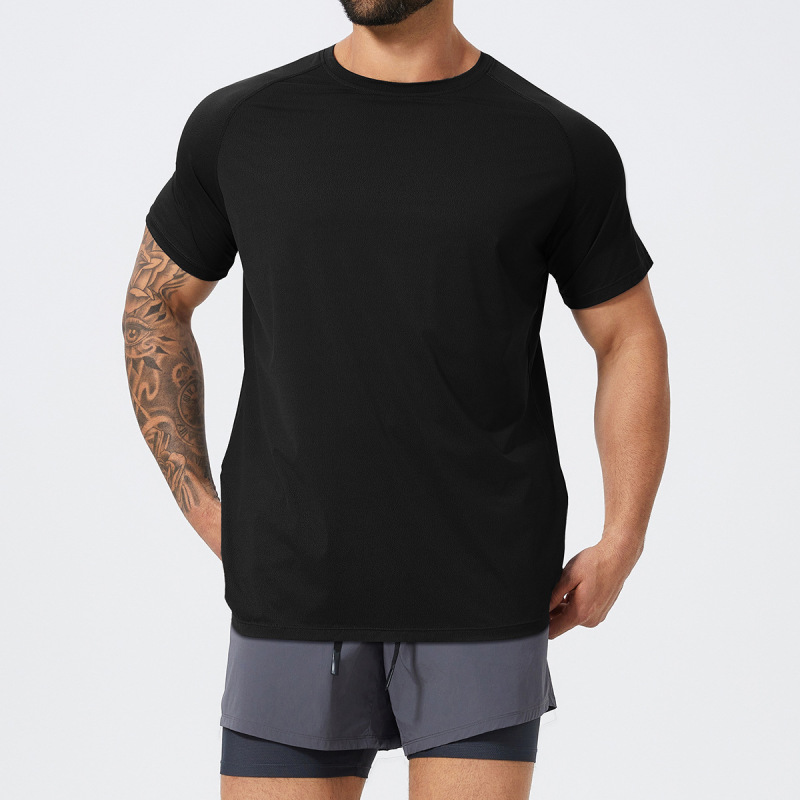 Spring and summer European and American quick-drying breathable sports leisure fitness men's short-sleeved hiking leisure exercise T-shirt 1063