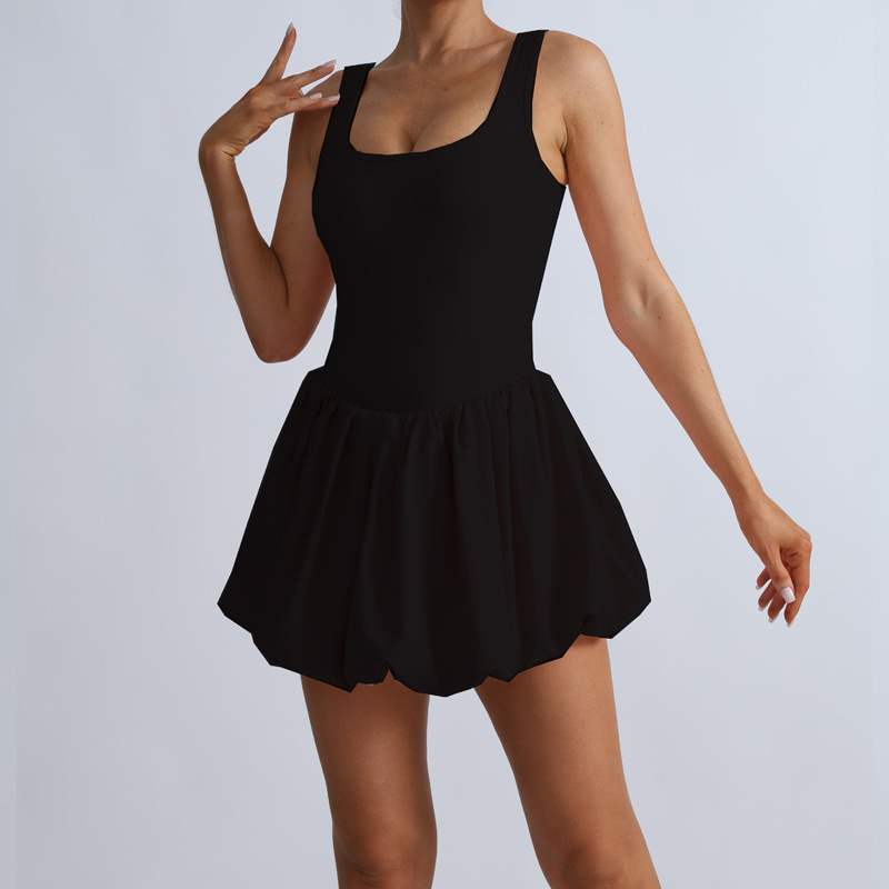 New style beautiful back yoga sports dress women's fake two-piece anti-exposure flower bud skirt running fitness training tennis skirt