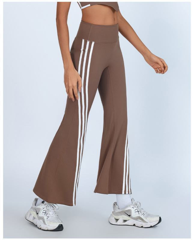 Foreign trade cross-border sports fitness trousers for women high waist color matching high elastic quick-drying nude skin-friendly yoga flared pants