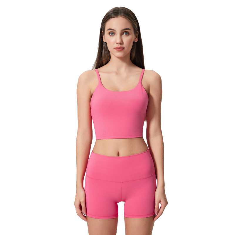 New Yoga Tops Women's Sports Bra with Chest Pads Thin Straps Beautiful Back Fitness Vest Suspender Yoga Clothes C5238