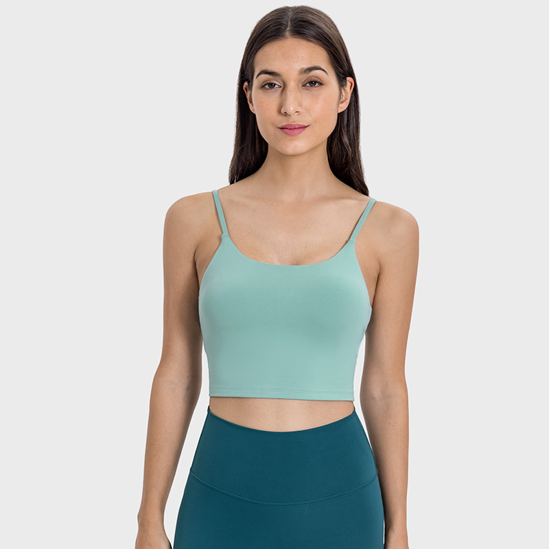 New Yoga Tops Women's Sports Bra with Chest Pads Thin Straps Beautiful Back Fitness Vest Suspender Yoga Clothes C5238