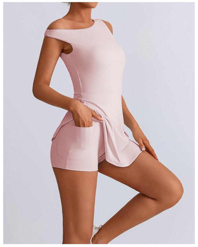 Cross-border ins European and American high elastic quick-drying yoga jumpsuit tennis skirt golf sports anti-exposure fitness skirt