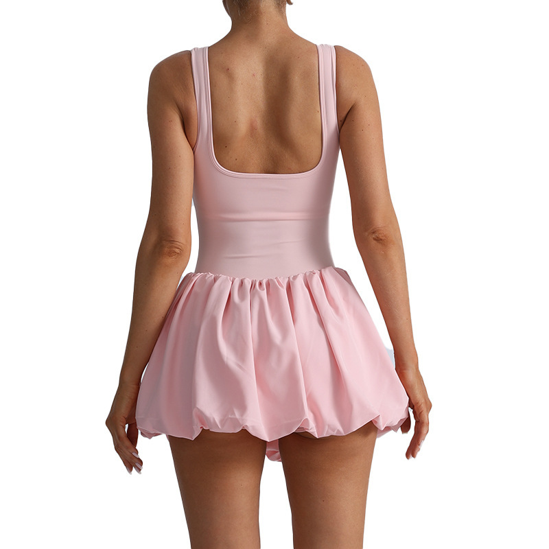 New style beautiful back yoga sports dress women's fake two-piece anti-exposure flower bud skirt running fitness training tennis skirt