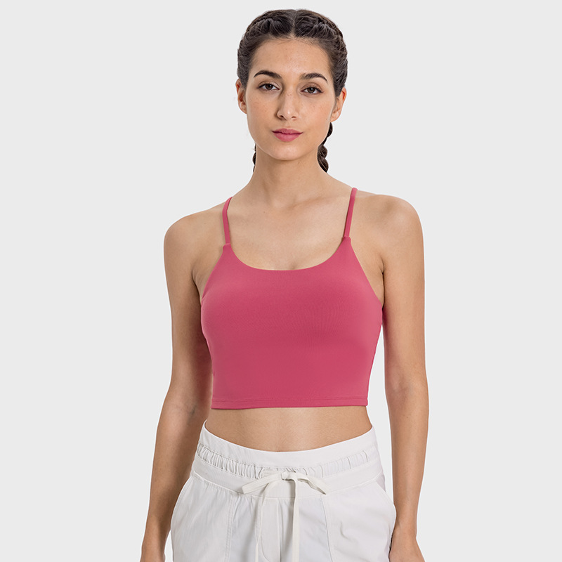 New Yoga Tops Women's Sports Bra with Chest Pads Thin Straps Beautiful Back Fitness Vest Suspender Yoga Clothes C5238