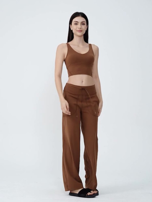 New Evrlue double 6 zero sense wide leg pants large pocket fitness yoga pants women's sports casual trousers DL336