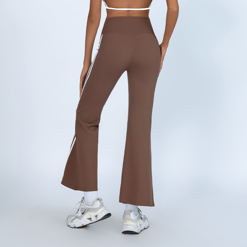 Foreign trade cross-border sports fitness trousers for women high waist color matching high elastic quick-drying nude skin-friendly yoga flared pants
