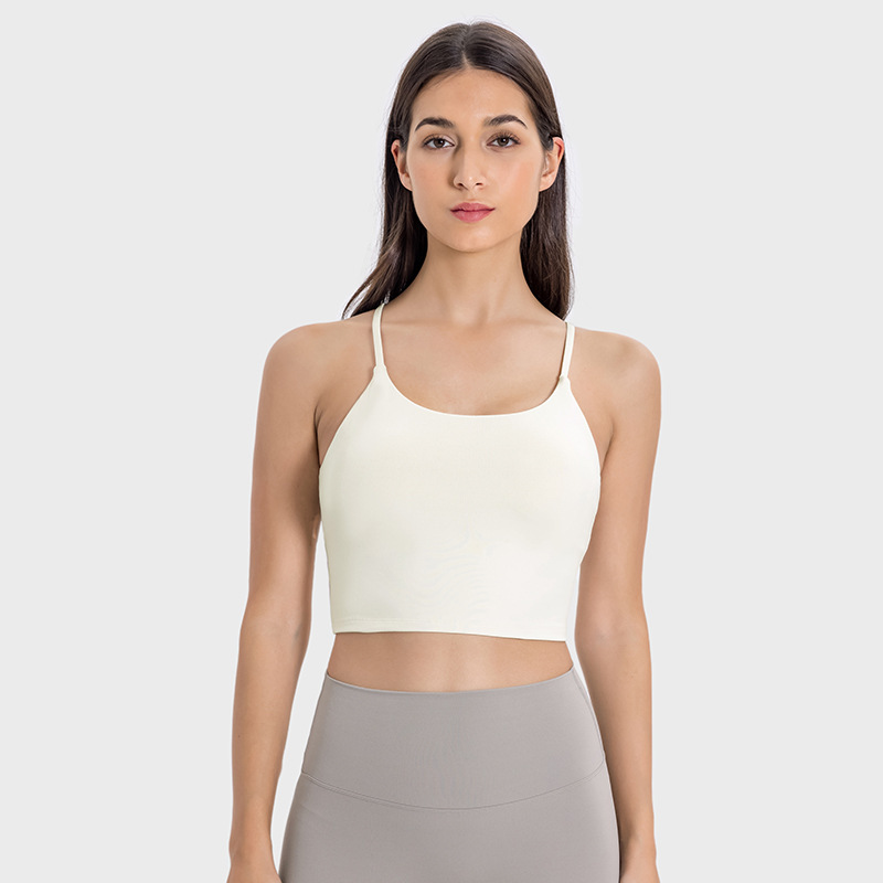 New Yoga Tops Women's Sports Bra with Chest Pads Thin Straps Beautiful Back Fitness Vest Suspender Yoga Clothes C5238