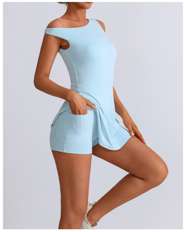 Cross-border ins European and American high elastic quick-drying yoga jumpsuit tennis skirt golf sports anti-exposure fitness skirt