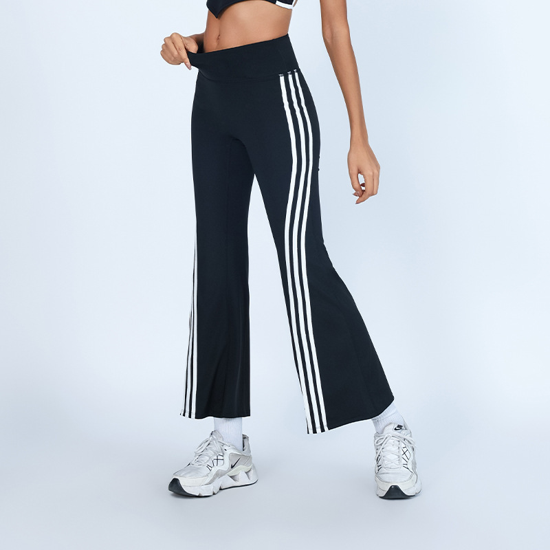 Foreign trade cross-border sports fitness trousers for women high waist color matching high elastic quick-drying nude skin-friendly yoga flared pants
