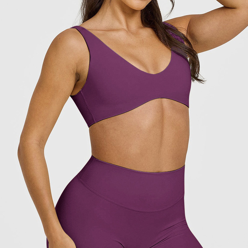 Cross-border U-neck beautiful back sports bra shockproof gathered yoga wear vest running fitness bra outer wear beautiful back bra