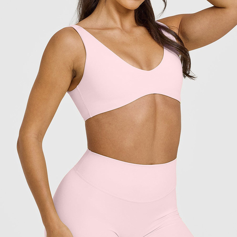 Cross-border U-neck beautiful back sports bra shockproof gathered yoga wear vest running fitness bra outer wear beautiful back bra