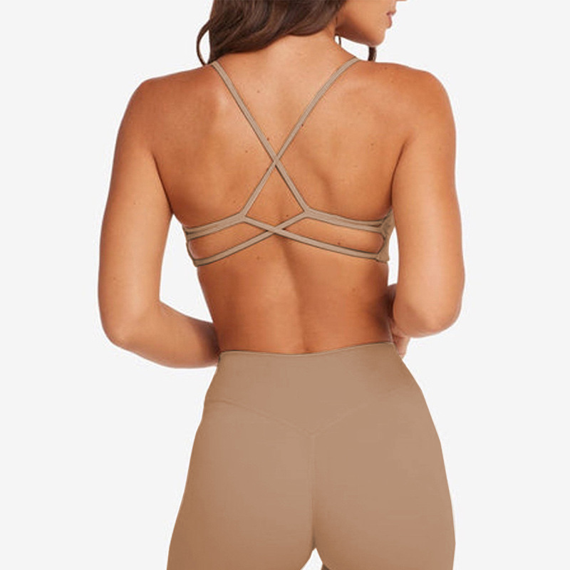 European and American foreign trade cross-border yoga fitness vest with chest pads and beautiful back slings nude quick-drying high waist sports training pants