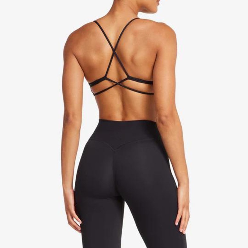 European and American foreign trade cross-border yoga fitness vest with chest pads and beautiful back slings nude quick-drying high waist sports training pants
