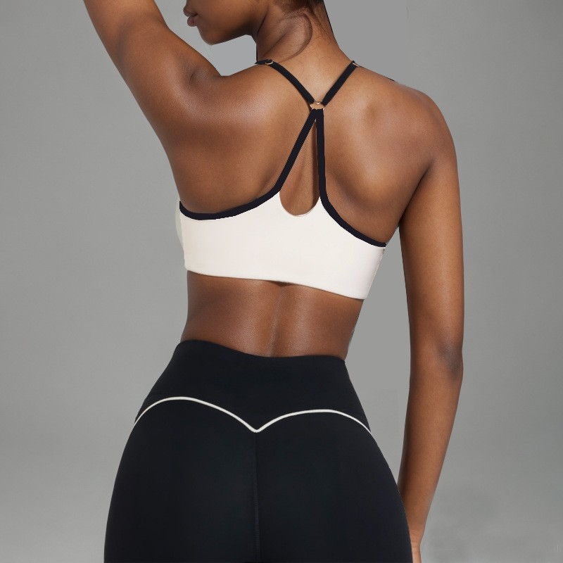 European and American foreign trade cross-border nude beauty back sports contrast color bra suspenders peach hips high elastic quick-drying hip-lifting yoga pants