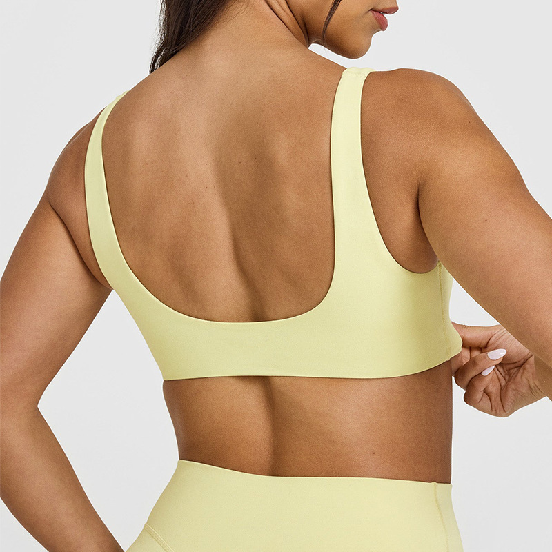 Cross-border U-neck beautiful back sports bra shockproof gathered yoga wear vest running fitness bra outer wear beautiful back bra