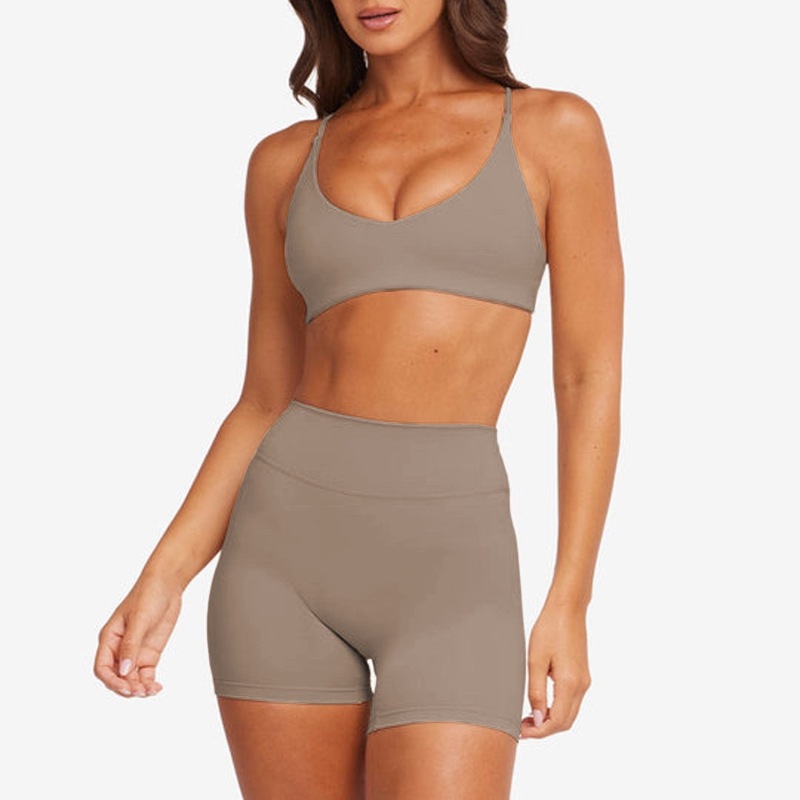 European and American foreign trade cross-border yoga fitness vest with chest pads and beautiful back slings nude quick-drying high waist sports training pants