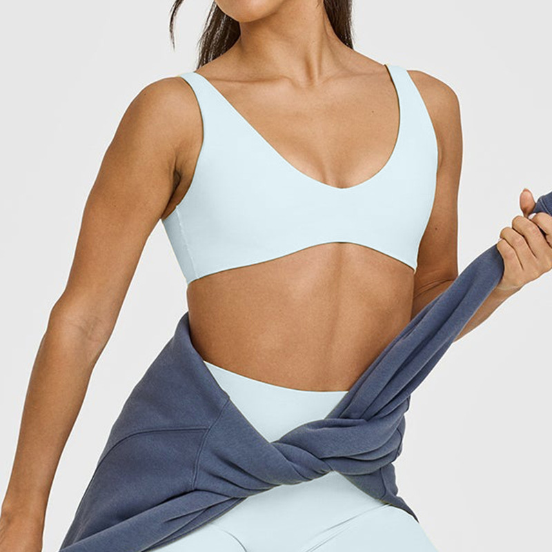 Cross-border U-neck beautiful back sports bra shockproof gathered yoga wear vest running fitness bra outer wear beautiful back bra