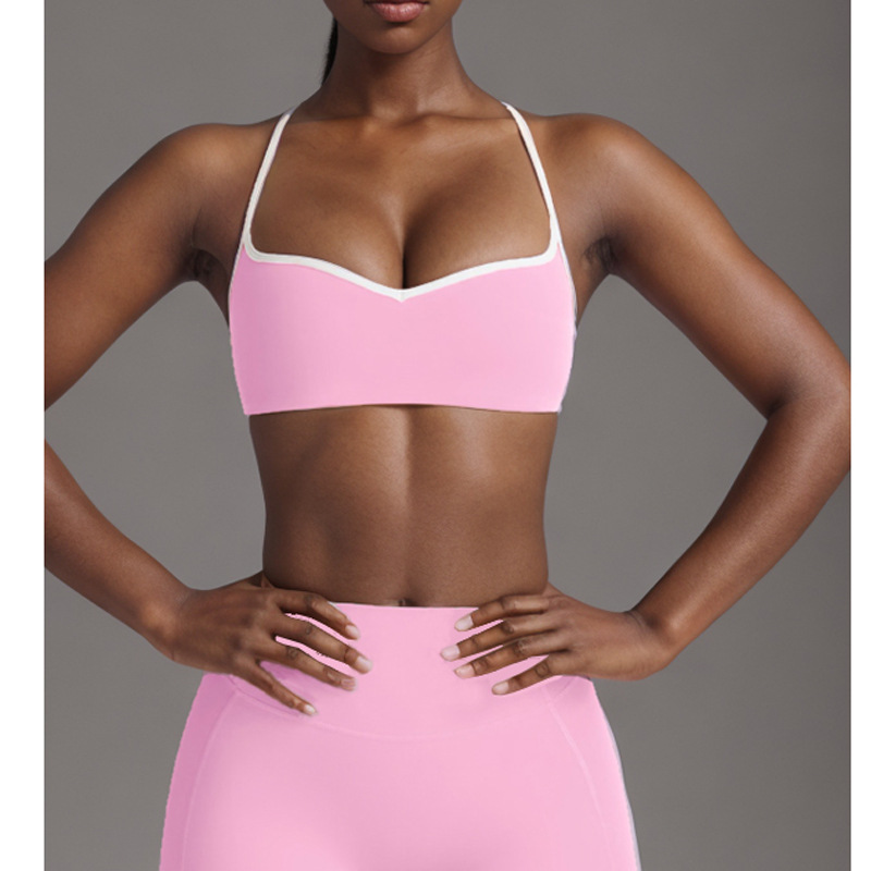 European and American foreign trade cross-border nude beauty back sports contrast color bra suspenders peach hips high elastic quick-drying hip-lifting yoga pants