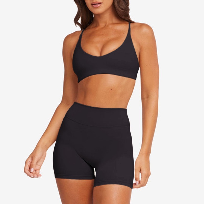European and American foreign trade cross-border yoga fitness vest with chest pads and beautiful back slings nude quick-drying high waist sports training pants