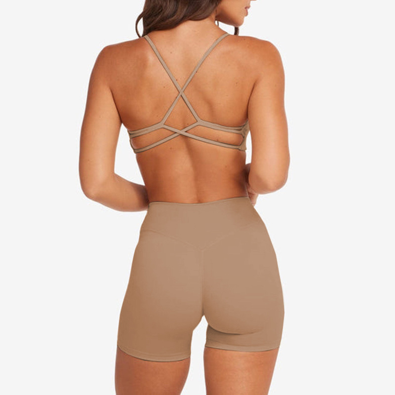 European and American foreign trade cross-border yoga fitness vest with chest pads and beautiful back slings nude quick-drying high waist sports training pants