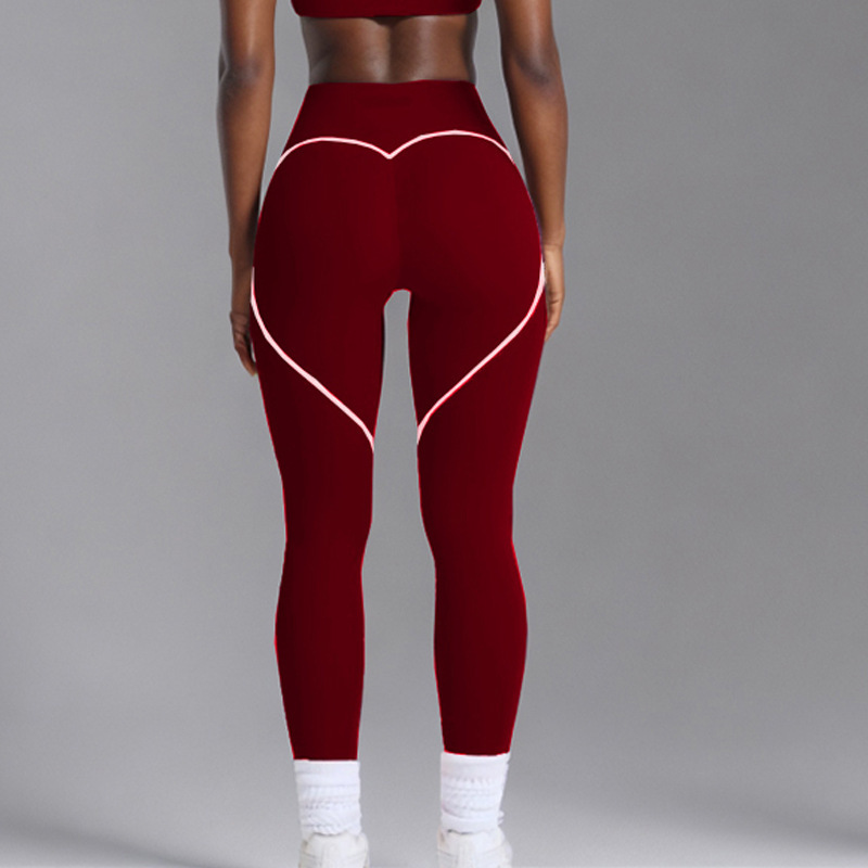 European and American foreign trade cross-border nude beauty back sports contrast color bra suspenders peach hips high elastic quick-drying hip-lifting yoga pants