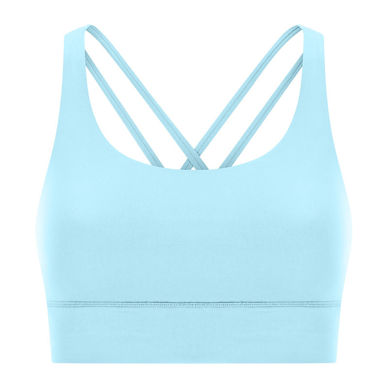New cross back yoga bra double-sided brushed nude feeling high strength shockproof push-up sports bra DW002